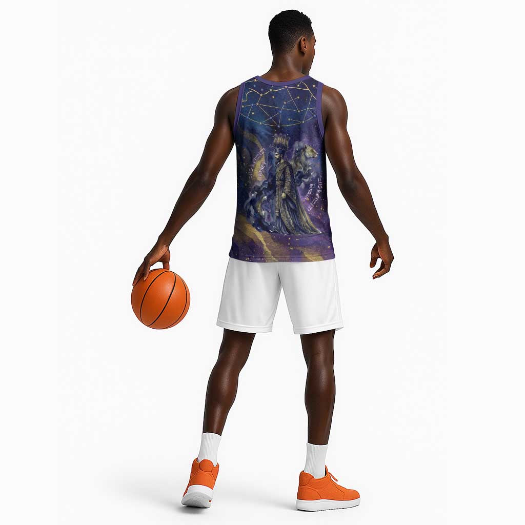 Onuris Basketball Jersey Cosmic Warrior Egyptian God Eye of Horus Spears Starry Night