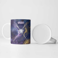 Onuris Ceramic Mug Cosmic Warrior Egyptian God Eye of Horus Spears Starry Night
