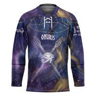 Onuris Hockey Jersey Cosmic Warrior Egyptian God Eye of Horus Spears Starry Night