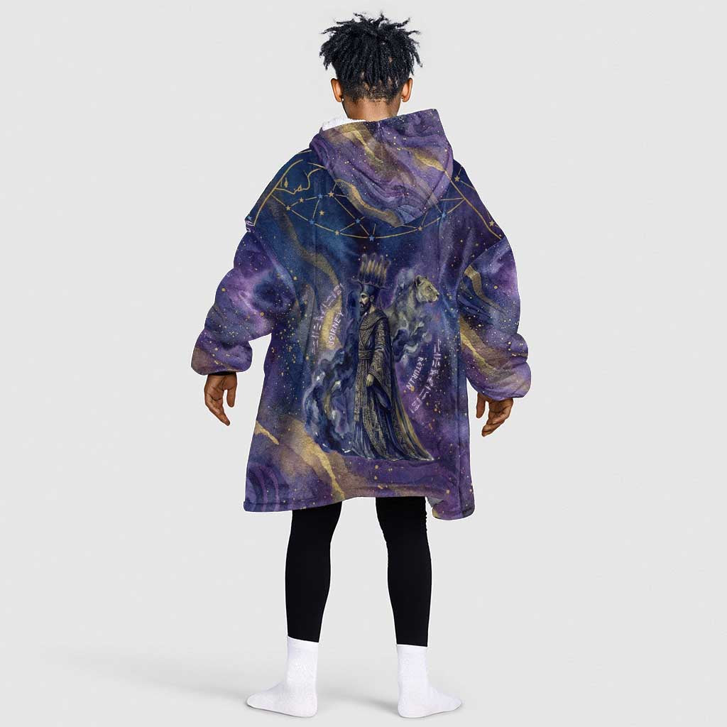 Onuris Kid Wearable Blanket Hoodie Cosmic Warrior Egyptian God Eye of Horus Spears Starry Night