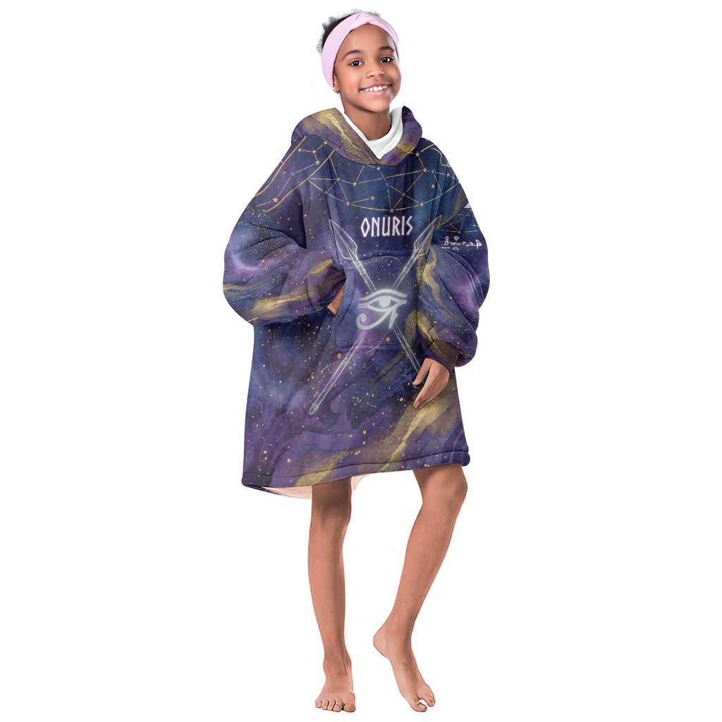 Onuris Kid Wearable Blanket Hoodie Cosmic Warrior Egyptian God Eye of Horus Spears Starry Night
