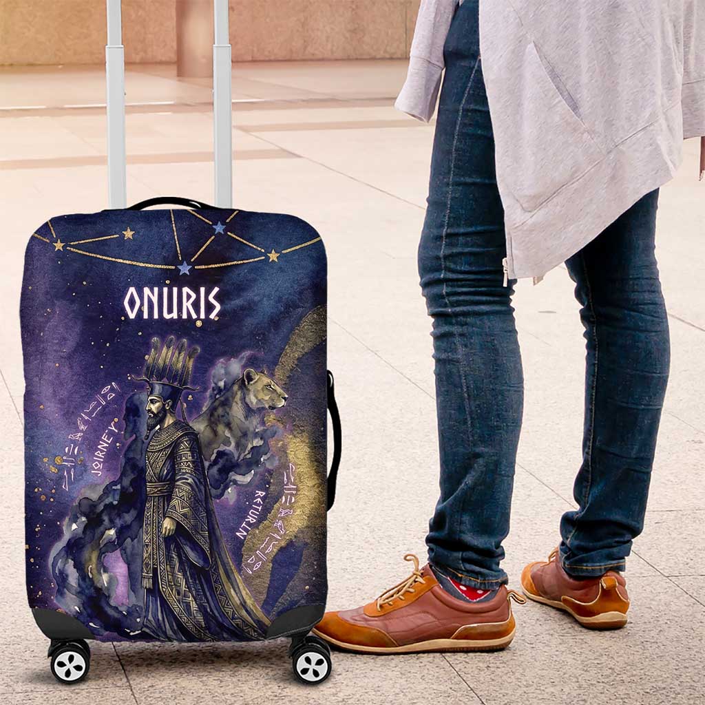 Onuris Luggage Cover Cosmic Warrior Egyptian God Eye of Horus Spears Starry Night