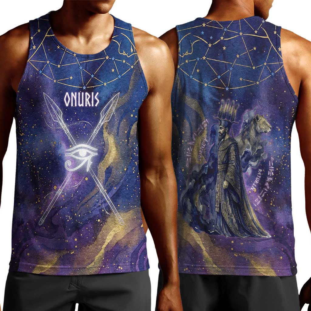 Onuris Men Tank Top Cosmic Warrior Egyptian God Eye of Horus Spears Starry Night