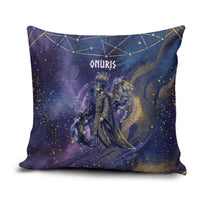 Onuris Pillow Cover Cosmic Warrior Egyptian God Eye of Horus Spears Starry Night