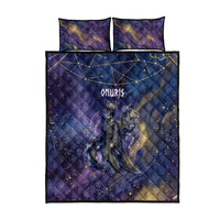 Onuris Quilt Bed Set Cosmic Warrior Egyptian God Eye of Horus Spears Starry Night