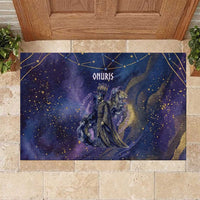 Onuris Rubber Doormat Cosmic Warrior Egyptian God Eye of Horus Spears Starry Night