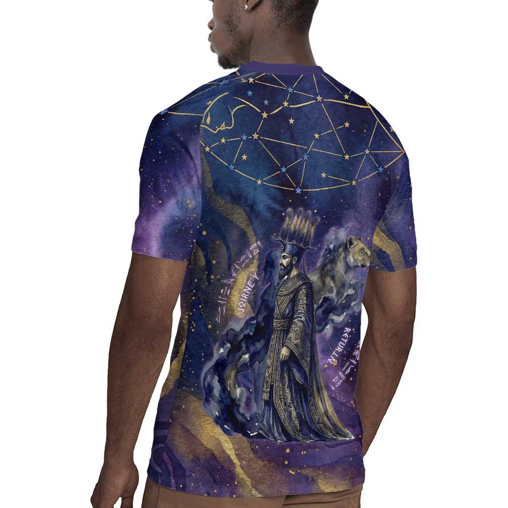 Onuris Rugby Jersey Cosmic Warrior Egyptian God Eye of Horus Spears Starry Night