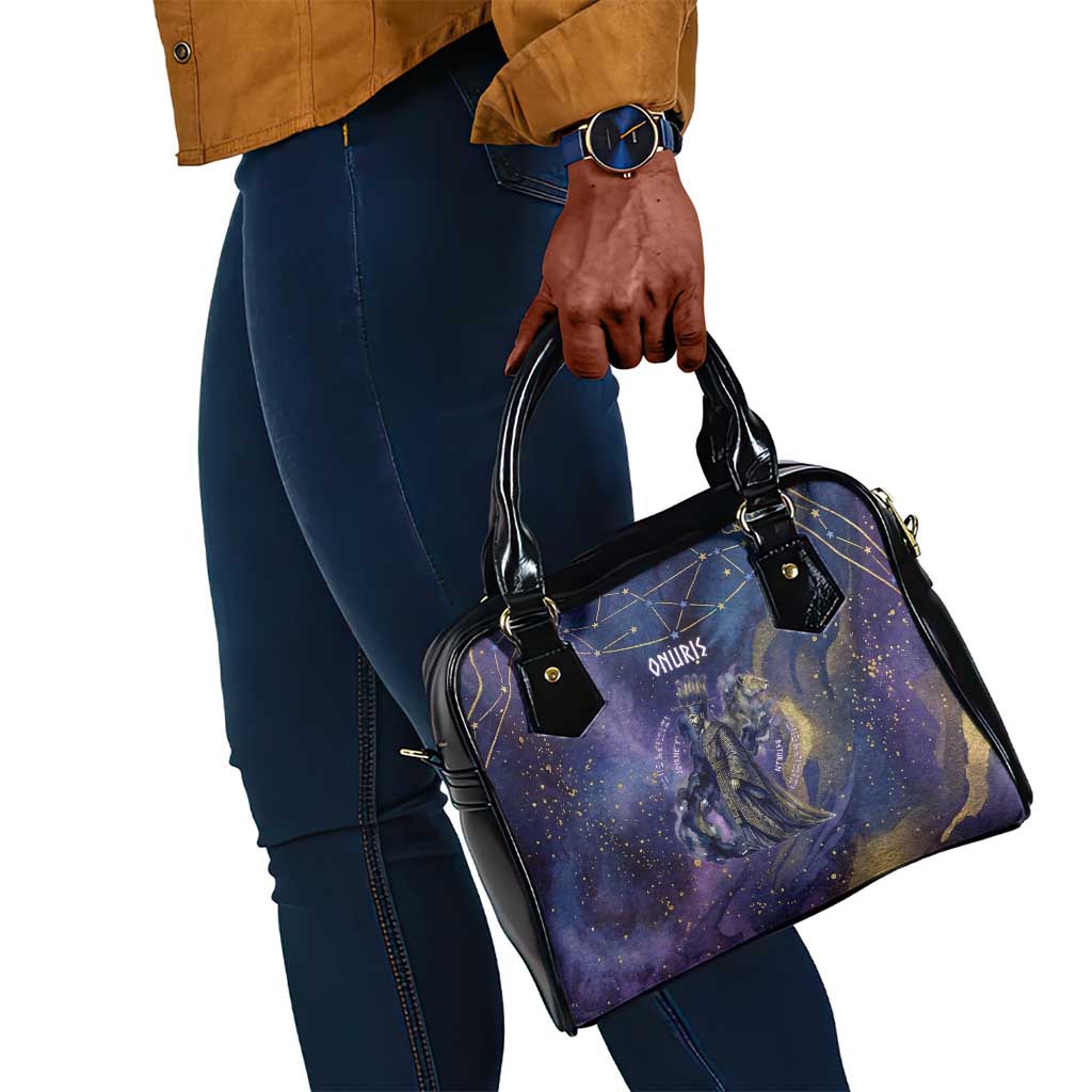 Onuris Shoulder Handbag Cosmic Warrior Egyptian God Eye of Horus Spears Starry Night