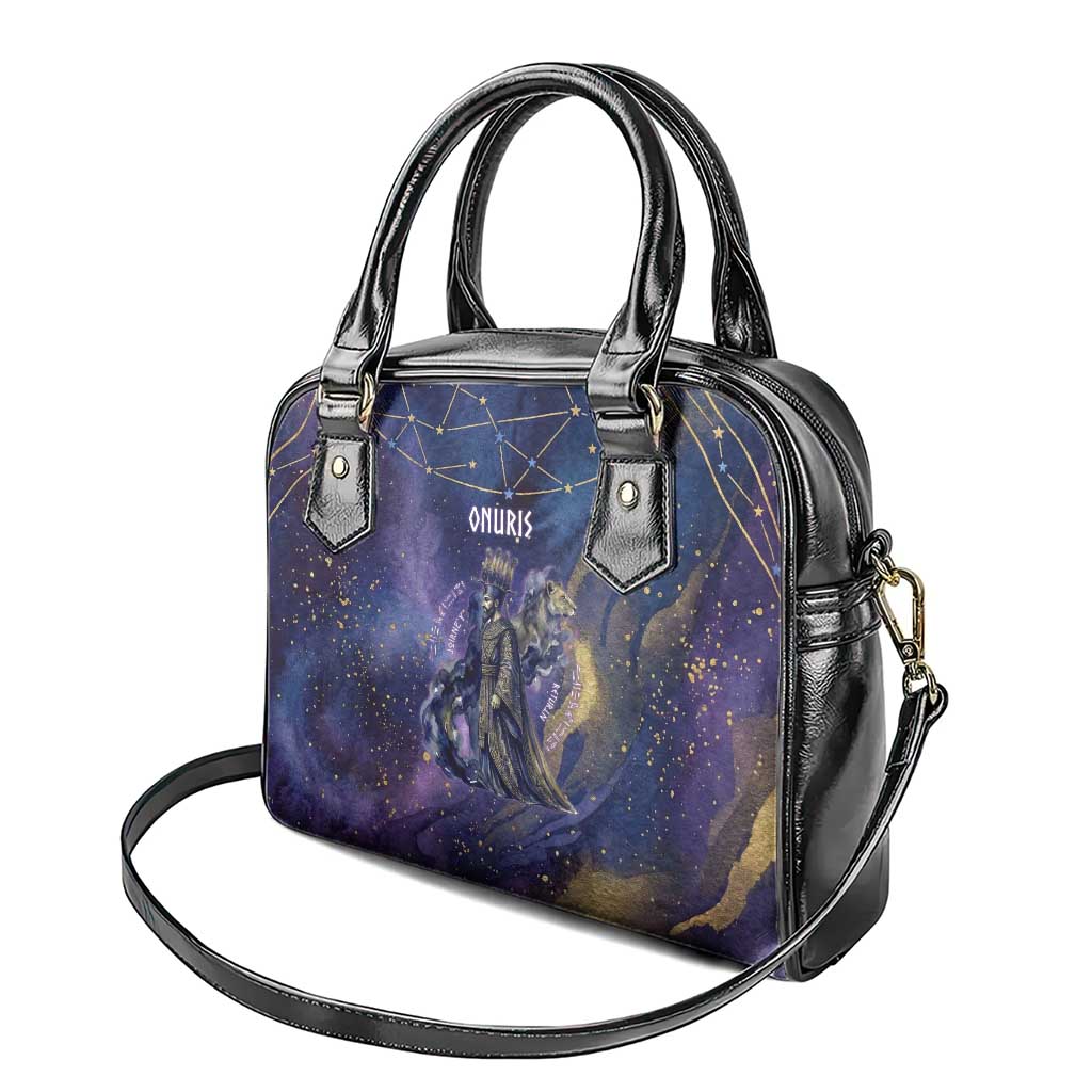 Onuris Shoulder Handbag Cosmic Warrior Egyptian God Eye of Horus Spears Starry Night