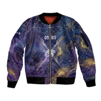 Onuris Sleeve Zip Bomber Jacket Cosmic Warrior Egyptian God Eye of Horus Spears Starry Night