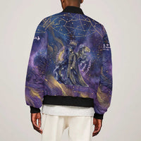 Onuris Sleeve Zip Bomber Jacket Cosmic Warrior Egyptian God Eye of Horus Spears Starry Night