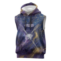 Onuris Sleeveless Hoodie Cosmic Warrior Egyptian God Eye of Horus Spears Starry Night