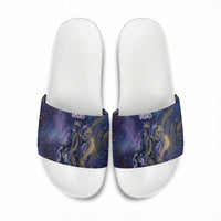 Onuris Slide Sandals Cosmic Warrior Egyptian God Eye of Horus Spears Starry Night