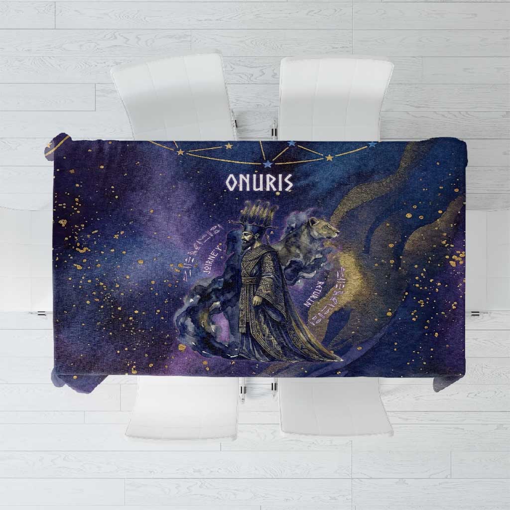 Onuris Tablecloth Cosmic Warrior Egyptian God Eye of Horus Spears Starry Night