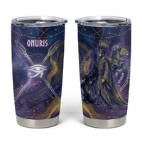 Onuris Tumbler Cup Cosmic Warrior Egyptian God Eye of Horus Spears Starry Night