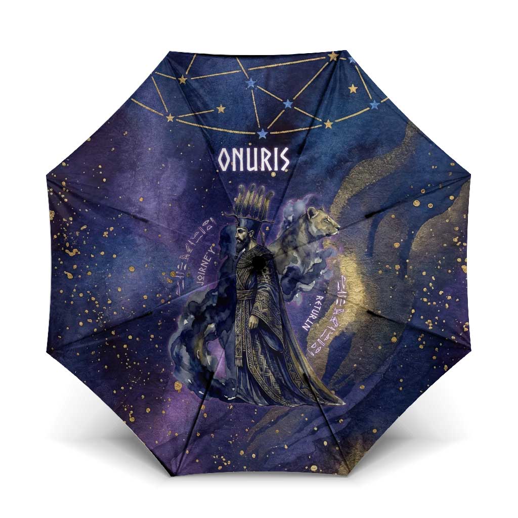Onuris Umbrella Cosmic Warrior Egyptian God Eye of Horus Spears Starry Night