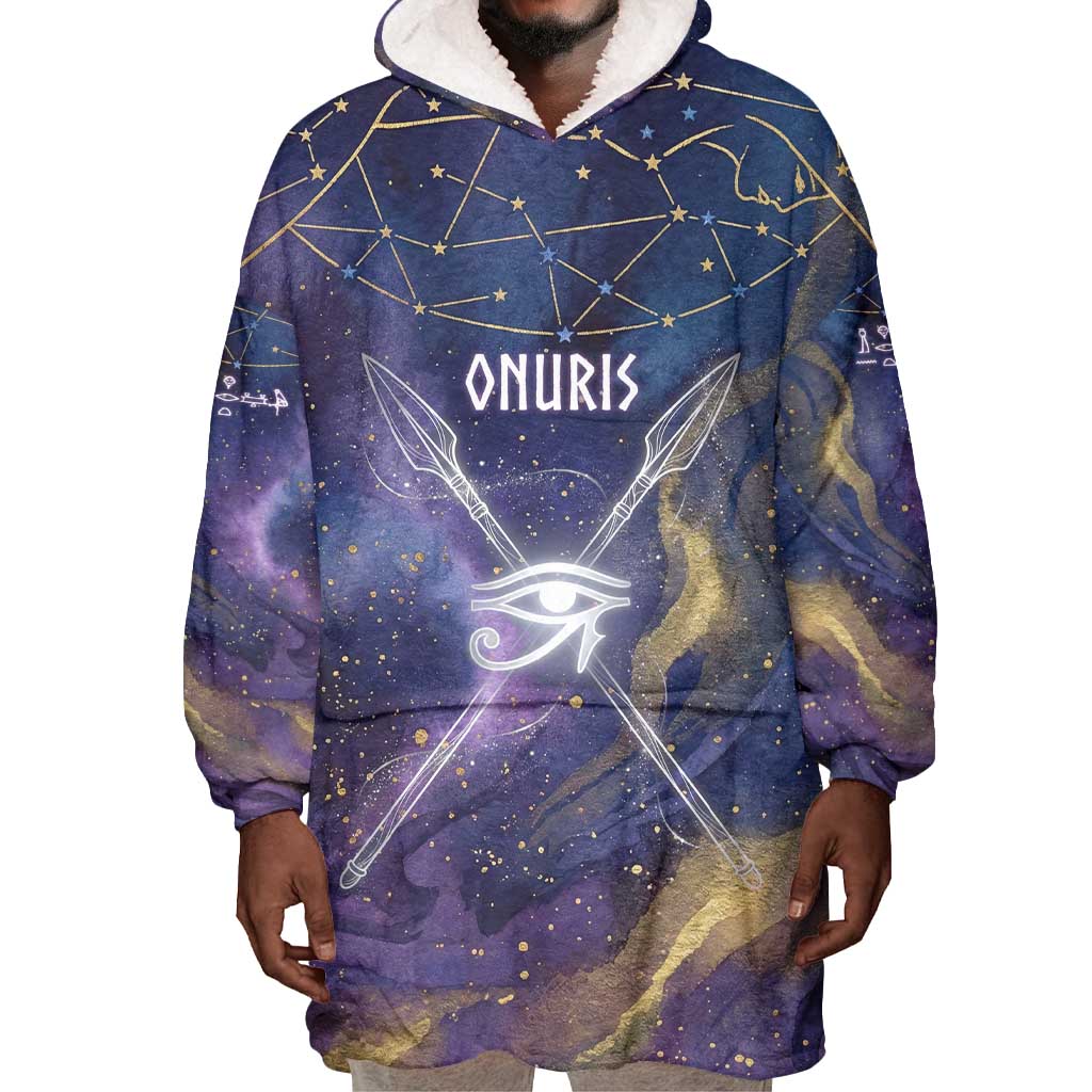 Onuris Wearable Blanket Hoodie Cosmic Warrior Egyptian God Eye of Horus Spears Starry Night