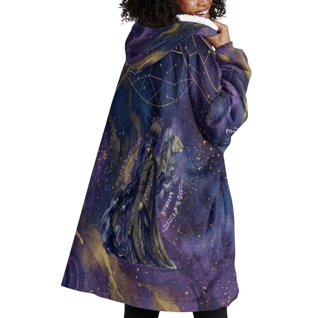 Onuris Wearable Blanket Hoodie Cosmic Warrior Egyptian God Eye of Horus Spears Starry Night