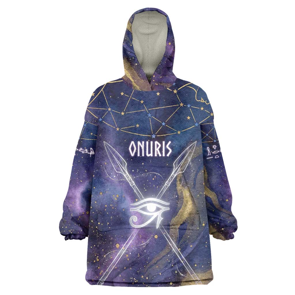 Onuris Wearable Blanket Hoodie Cosmic Warrior Egyptian God Eye of Horus Spears Starry Night