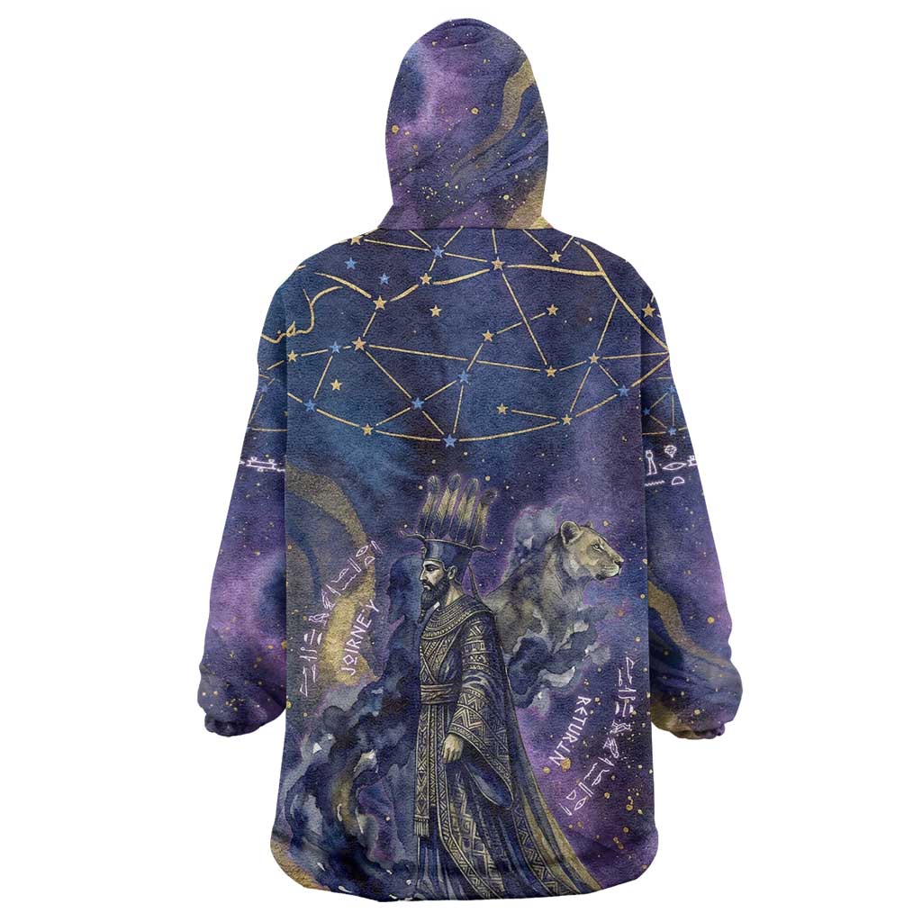 Onuris Wearable Blanket Hoodie Cosmic Warrior Egyptian God Eye of Horus Spears Starry Night