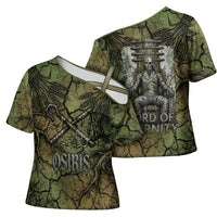 Osiris Cross Shoulder Shirt Lord of Eternity Egyptian God Throne Mummy Staffs Ancient