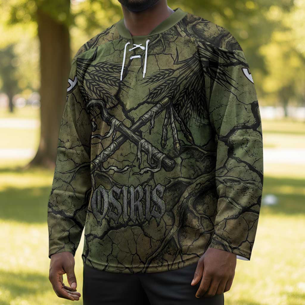 Osiris Hockey Jersey Lord of Eternity Egyptian God Throne Mummy Staffs Ancient
