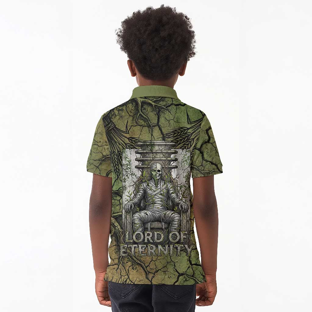 Osiris Kid Polo Shirt Lord of Eternity Egyptian God Throne Mummy Staffs Ancient