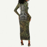 Osiris Long Sleeve Bodycon Dress Lord of Eternity Egyptian God Throne Mummy Staffs Ancient