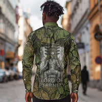 Osiris Long Sleeve Button Shirt Lord of Eternity Egyptian God Throne Mummy Staffs Ancient