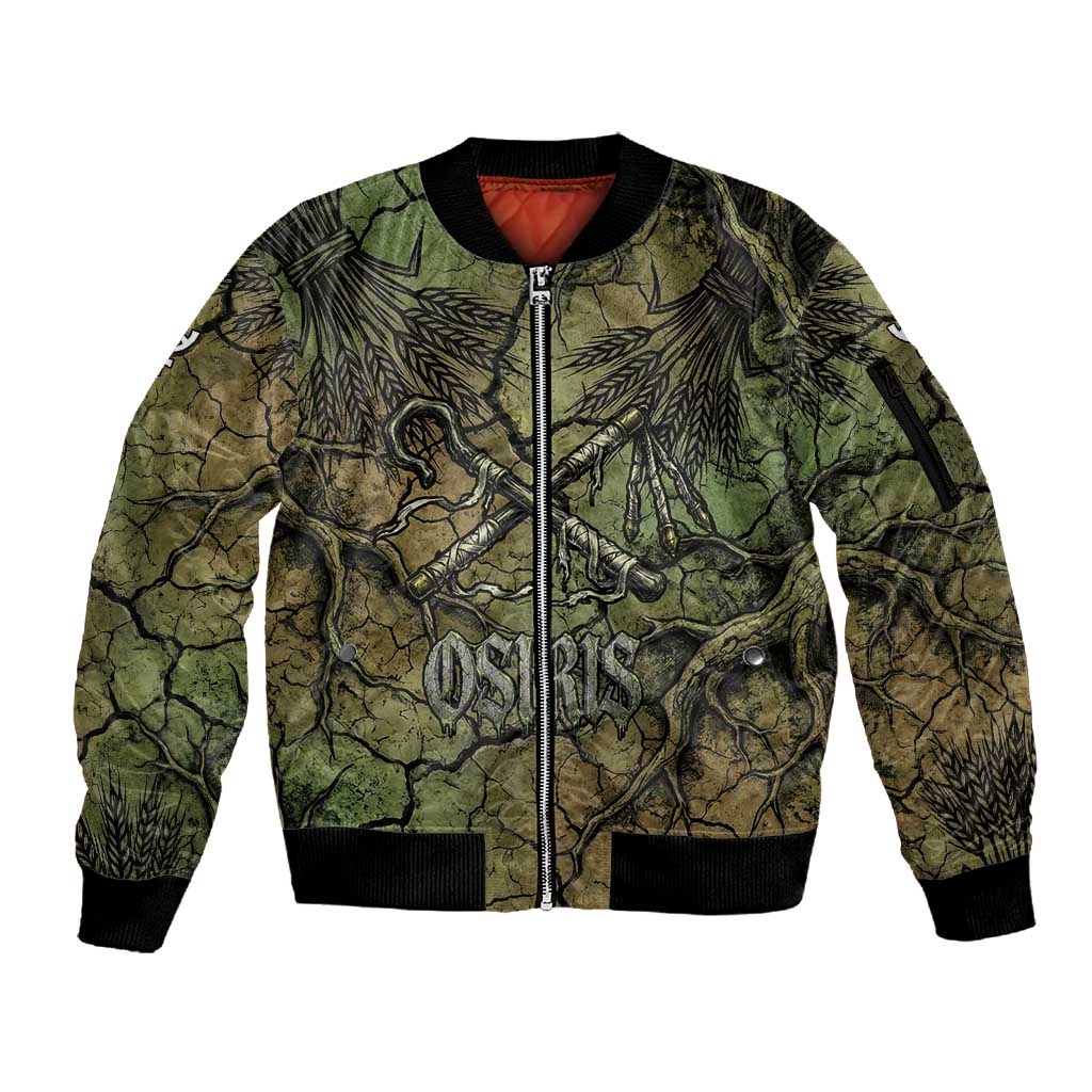 Osiris Sleeve Zip Bomber Jacket Lord of Eternity Egyptian God Throne Mummy Staffs Ancient