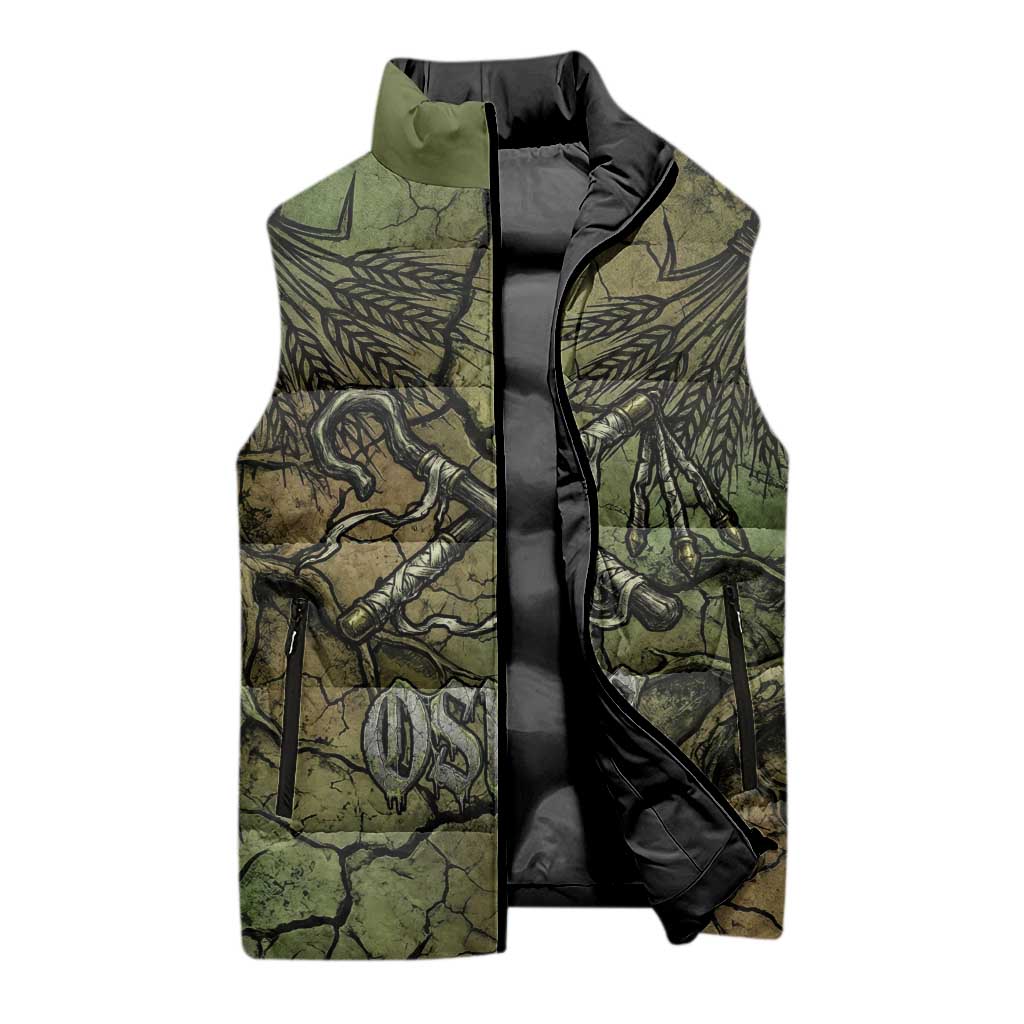Osiris Sleeveless Puffer Jacket Lord of Eternity Egyptian God Throne Mummy Staffs Ancient