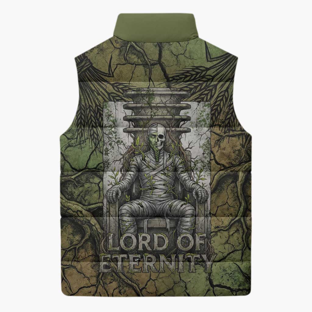 Osiris Sleeveless Puffer Jacket Lord of Eternity Egyptian God Throne Mummy Staffs Ancient