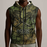 Osiris Sleeveless Zip Hoodie Lord of Eternity Egyptian God Throne Mummy Staffs Ancient