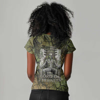 Osiris Women V-Neck T-Shirt Lord of Eternity Egyptian God Throne Mummy Staffs Ancient