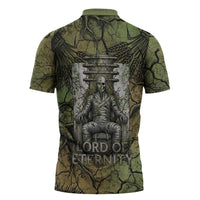 Osiris Zipper Polo Shirt Lord of Eternity Egyptian God Throne Mummy Staffs Ancient