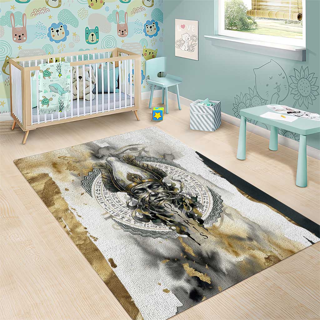 Osiris Egyptian Area Rug God of Afterlife Feather Scale Judgment Eye of Horus