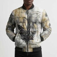 Osiris Egyptian Bomber Puffer Jacket God of Afterlife Feather Scale Judgment Eye of Horus
