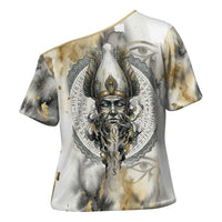 Osiris Egyptian Cross Shoulder Shirt God of Afterlife Feather Scale Judgment Eye of Horus
