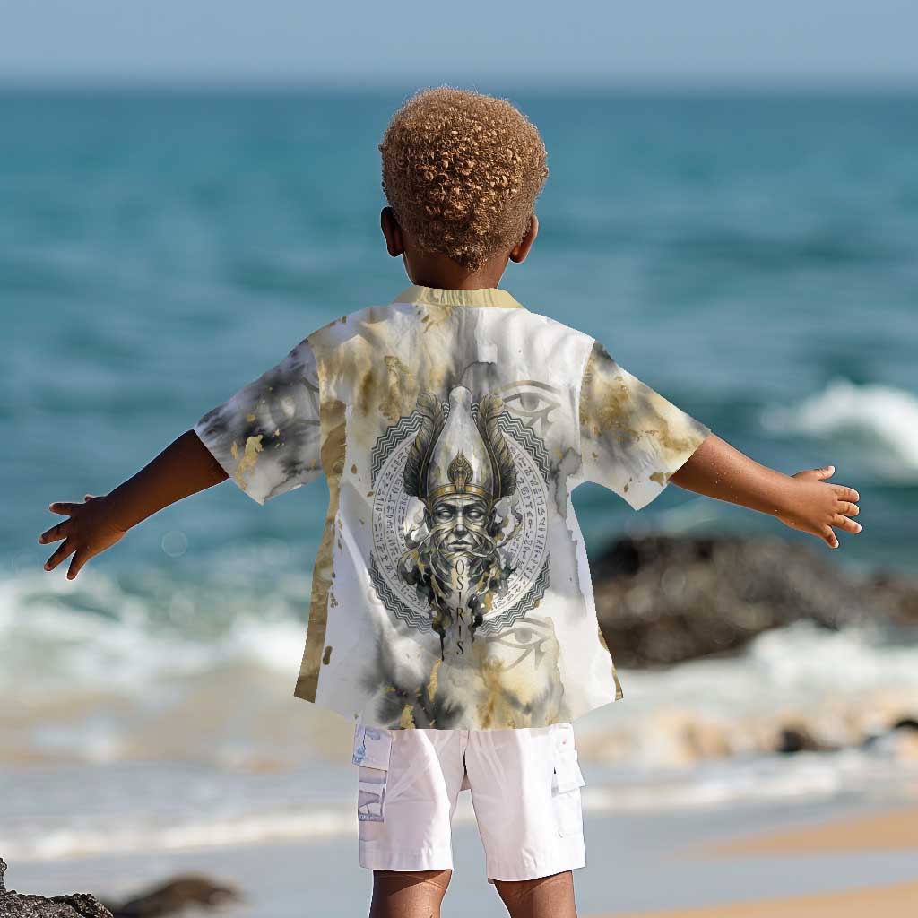 Osiris Egyptian Kid Hawaiian Shirt God of Afterlife Feather Scale Judgment Eye of Horus