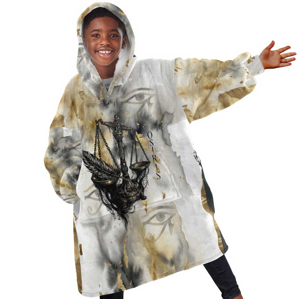 Osiris Egyptian Kid Wearable Blanket Hoodie God of Afterlife Feather Scale Judgment Eye of Horus