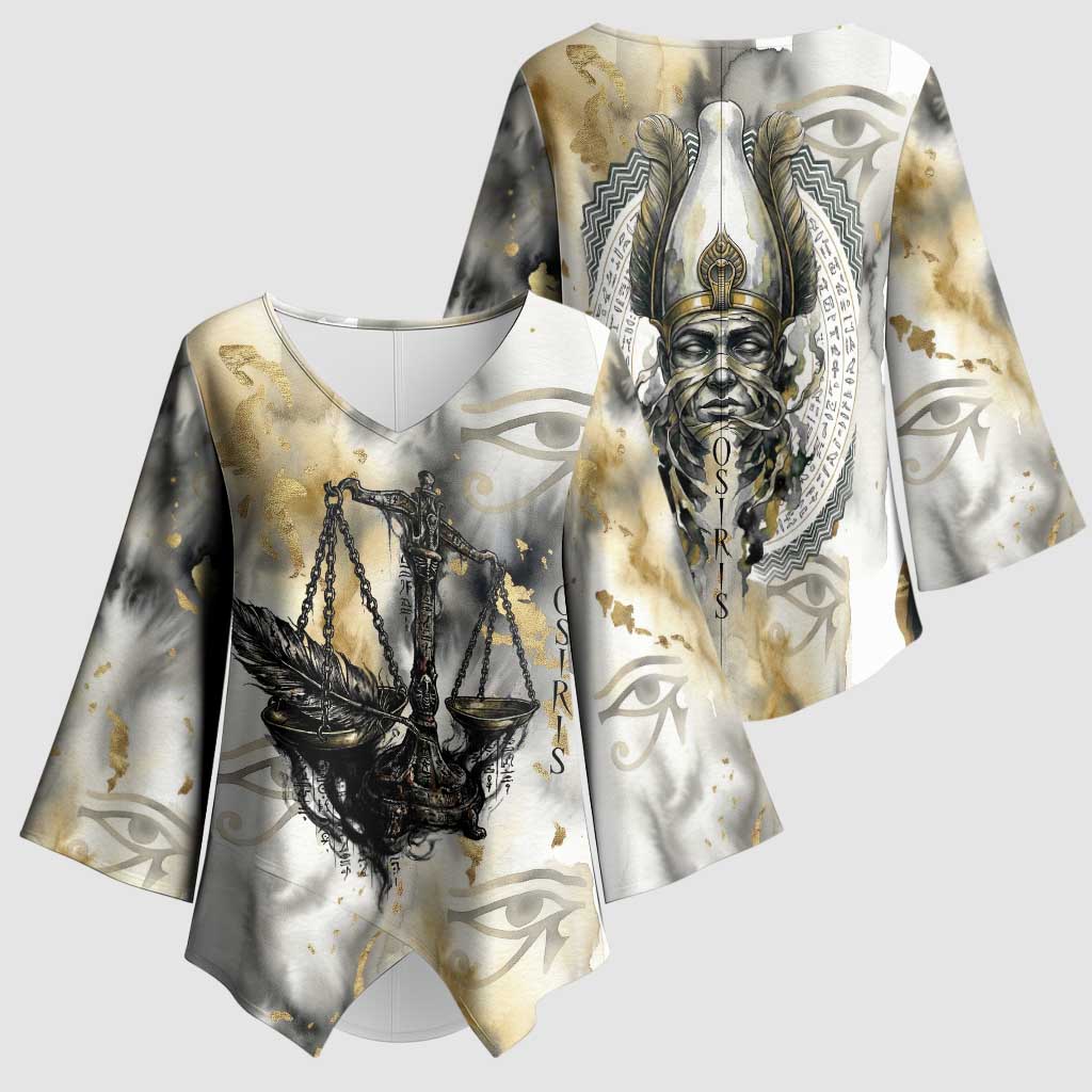 Osiris Egyptian Kimono Sleeve Blouse God of Afterlife Feather Scale Judgment Eye of Horus