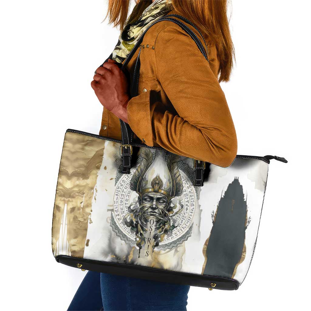 Osiris Egyptian Leather Tote Bag God of Afterlife Feather Scale Judgment Eye of Horus