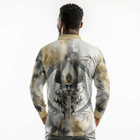 Osiris Egyptian Long Sleeve Polo Shirt God of Afterlife Feather Scale Judgment Eye of Horus