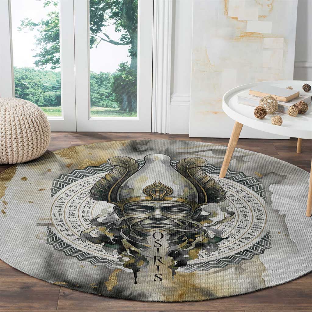 Osiris Egyptian Round Carpet God of Afterlife Feather Scale Judgment Eye of Horus