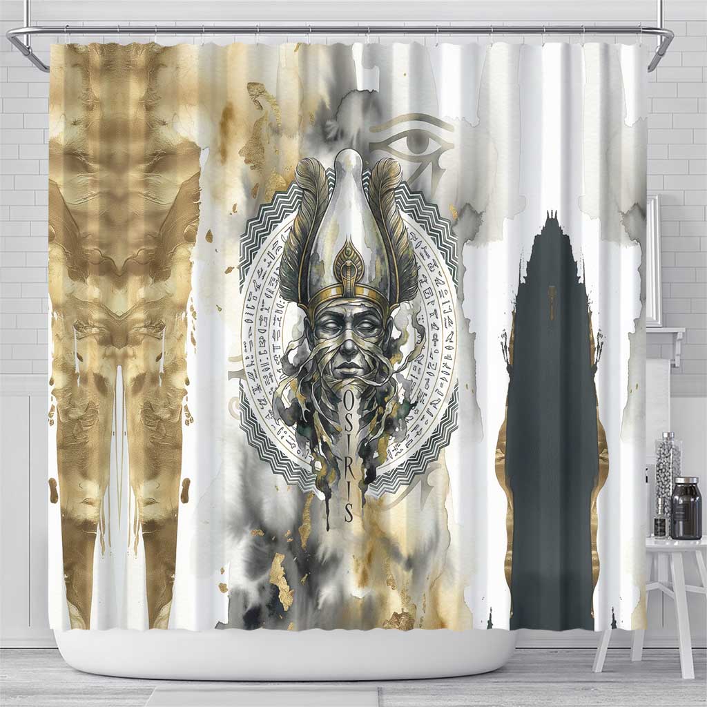 Osiris Egyptian Shower Curtain God of Afterlife Feather Scale Judgment Eye of Horus
