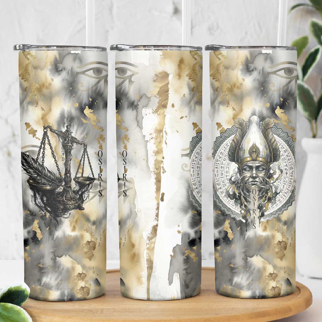 Osiris Egyptian Skinny Tumbler God of Afterlife Feather Scale Judgment Eye of Horus