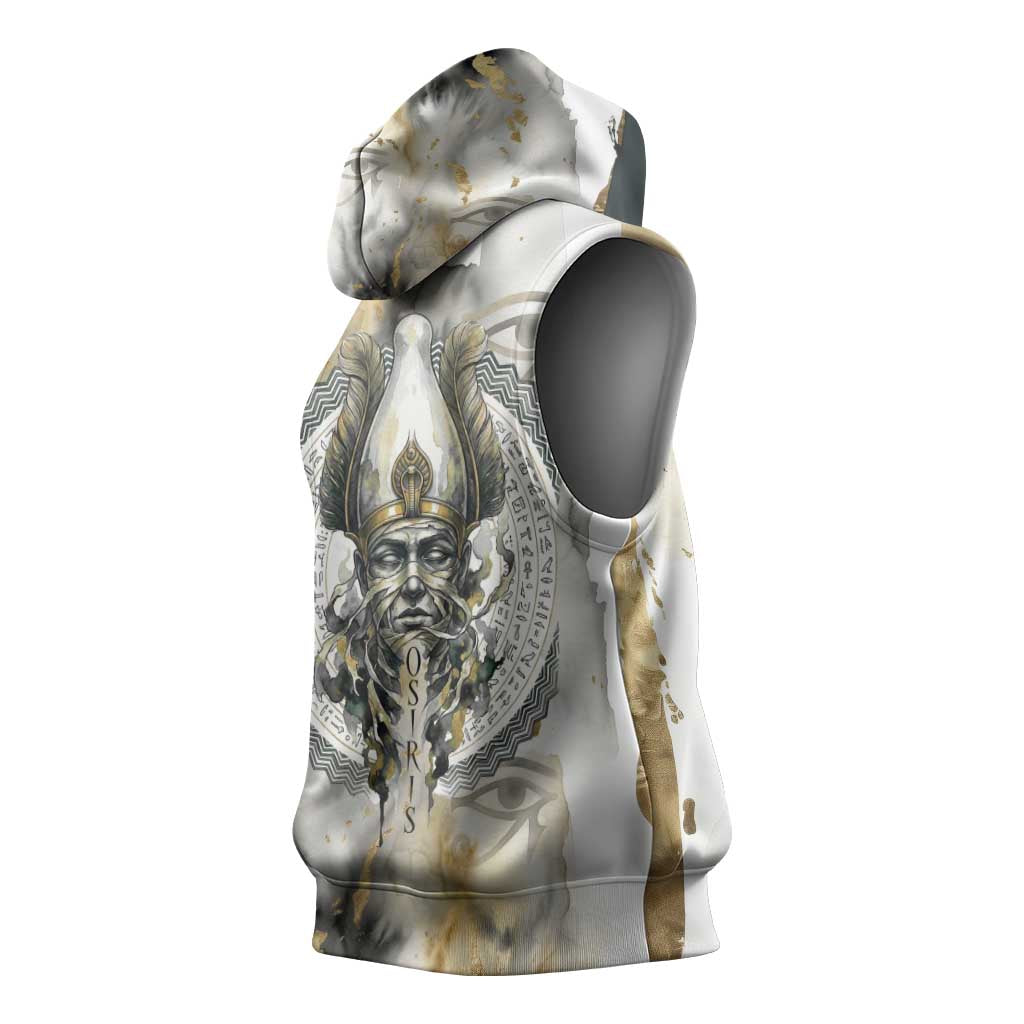 Osiris Egyptian Sleeveless Hoodie God of Afterlife Feather Scale Judgment Eye of Horus