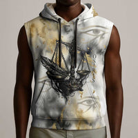 Osiris Egyptian Sleeveless Hoodie God of Afterlife Feather Scale Judgment Eye of Horus