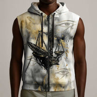 Osiris Egyptian Sleeveless Zip Hoodie God of Afterlife Feather Scale Judgment Eye of Horus
