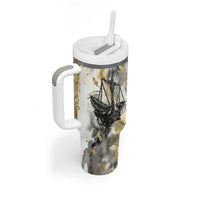 Osiris Egyptian Tumbler With Handle God of Afterlife Feather Scale Judgment Eye of Horus